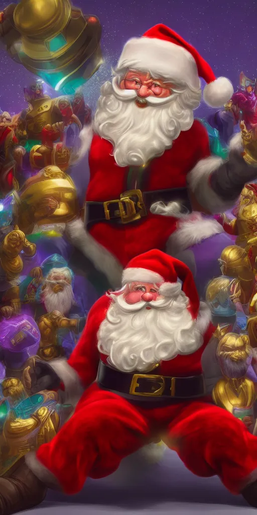 Image similar to Santa Claus is Thanos, hyperdetailed, artstation, cgsociety, 8k