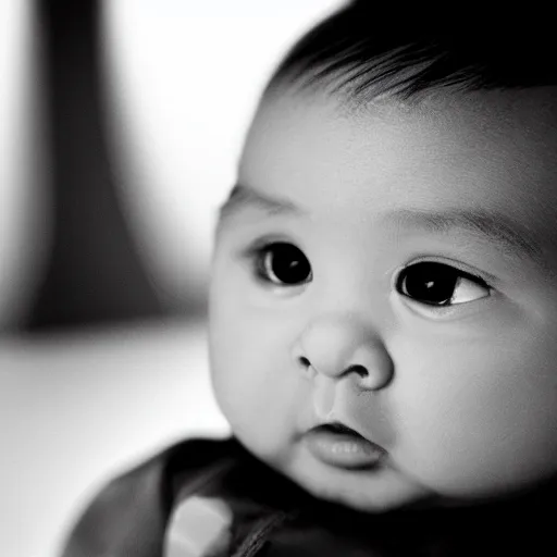 Image similar to Baby Steven Seagal, detailed, macro, studio light, backlit