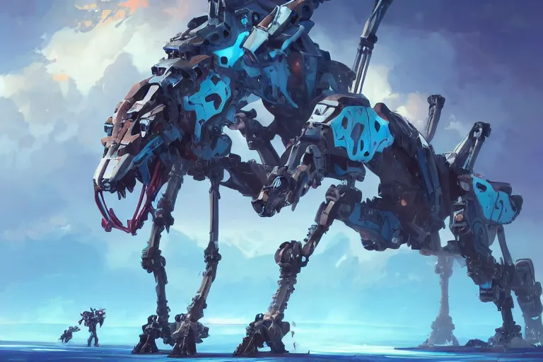 Image similar to longleg machine mecha animal beast robot of horizon forbidden west horizon zero dawn bioluminiscence, behance hd by jesper ejsing, by rhads, makoto shinkai and lois van baarle, ilya kuvshinov, rossdraws global illumination