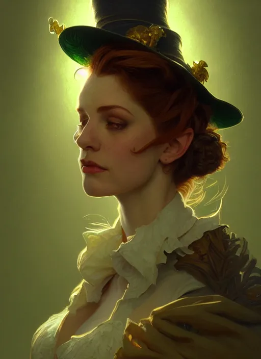 Image similar to portrait of leprechaun, intricate, elegant, highly detailed, digital painting, artstation, concept art, smooth, sharp focus, illustration, art by artgerm and greg rutkowski and alphonse mucha, 8 k