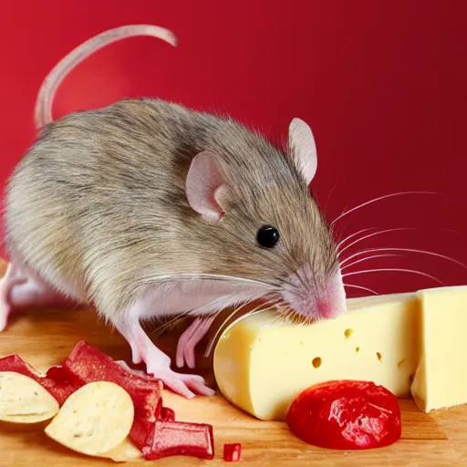 Image similar to mouse with red helmet eating cheese