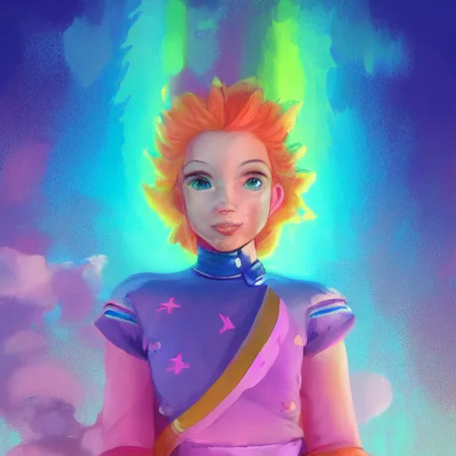 Image similar to painted portrait of a rainbow brite, fantastically pastel colors, octane render, matte painting concept art, official fanart behance hd artstation by jesper elsing, by rhads and makoto shinkai and lois van baarle and ilya kuvshinov and rossdraws