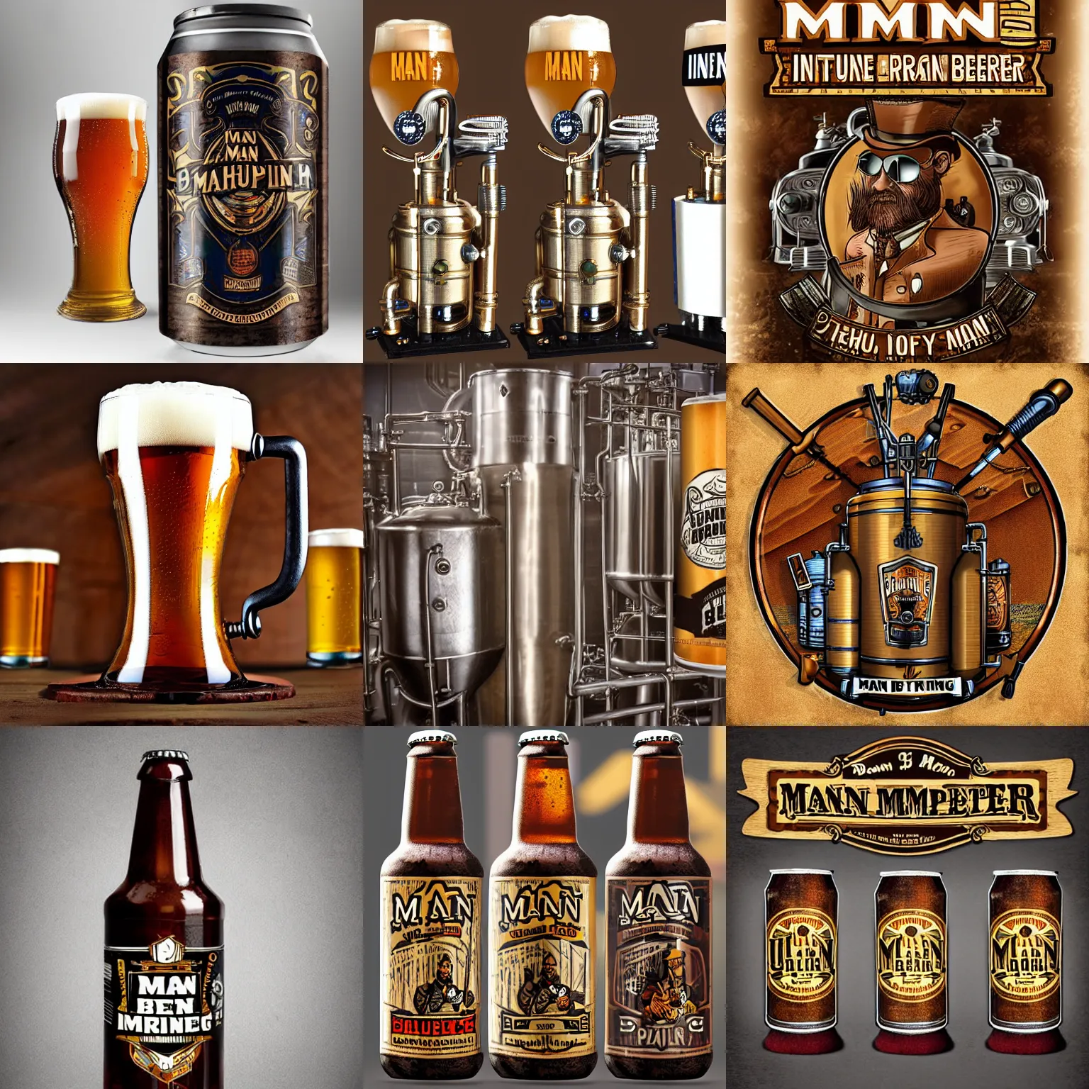 Prompt: man brewing beer, steampunk, ultra detailed