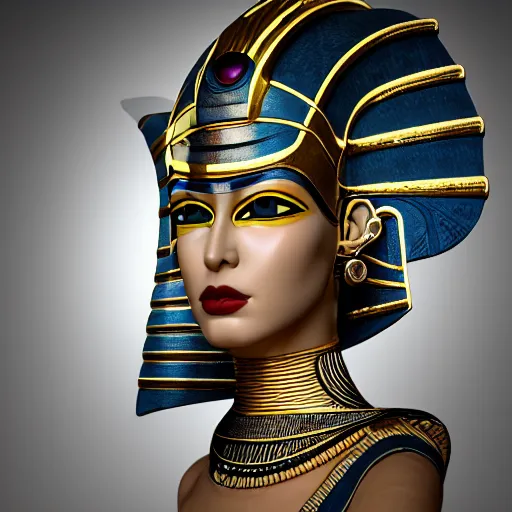 Prompt: ancient egypt inspired avant-garde art, deco fashion, highly detailed, photorealistic portrait, bright studio setting, studio lighting, crisp quality and light reflections, unreal engine 5 quality render