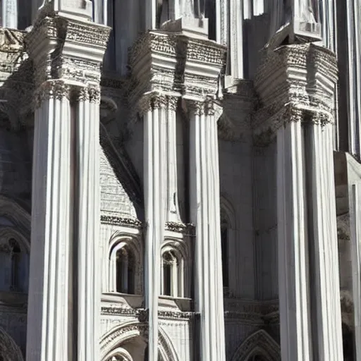 Image similar to architect, white marble gothic cathedral with a alabaster gothic girl dressed in black with perfect face