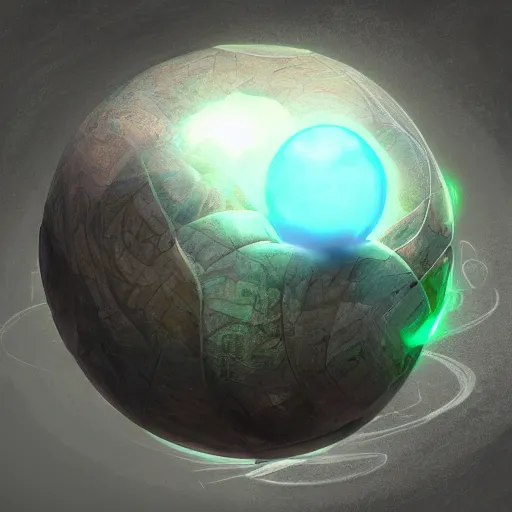 Prompt: A richly detailed realistic fantasy digital art of a trippy stone sphere by Markus Neidel, trending on artstation