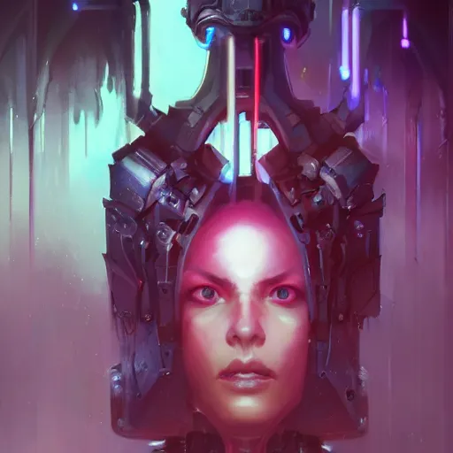 Image similar to portrait of a malevolent cybernetic necromancer, cyberpunk concept art by pete mohrbacher and artgerm and wlop and greg rutkowski and deathburger, digital art, highly detailed, intricate, sci-fi, sharp focus, Trending on Artstation HQ, deviantart, unreal engine 5, 4K UHD image