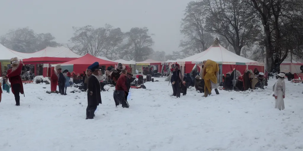 Image similar to a big circus in the snow ground