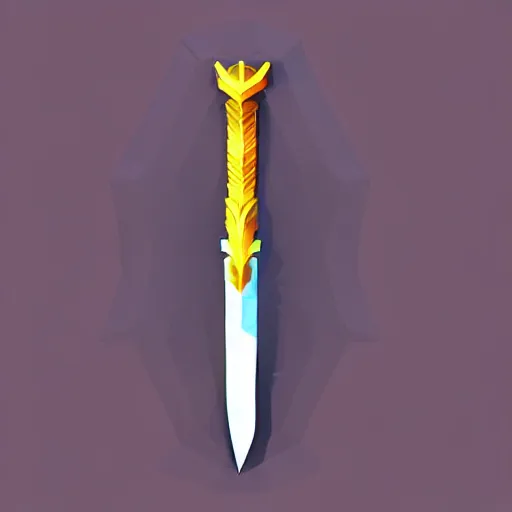 Image similar to long sword of ancient civilization, magical power, 3 d, one object, low poly, mobile game, cute, illustration