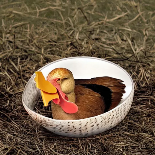 Prompt: a chicken inside a duck inside a turkey