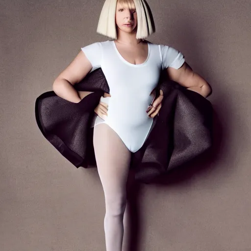 Image similar to Sia furler photoshoot wearing a leotard full body studio lighting