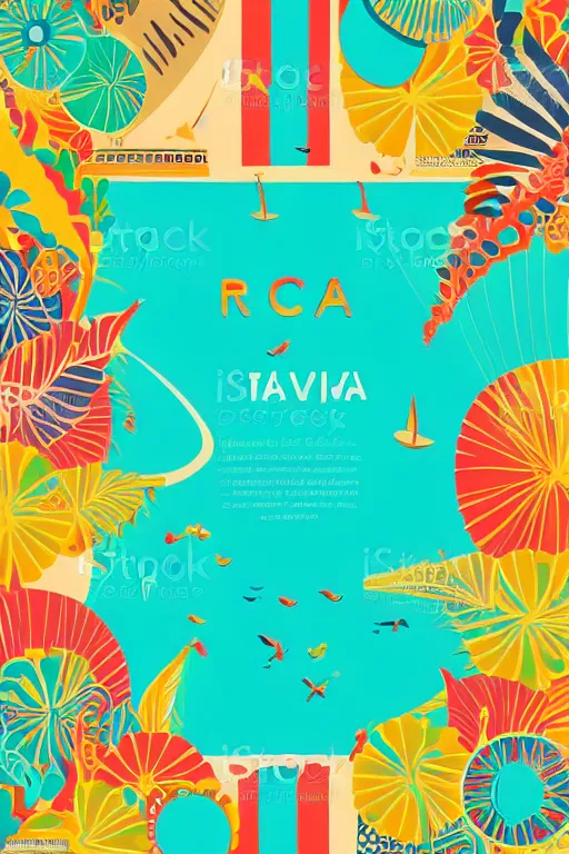 Prompt: minimalist boho style art of colorful rio de janeiro copa cabana, illustration, vector art