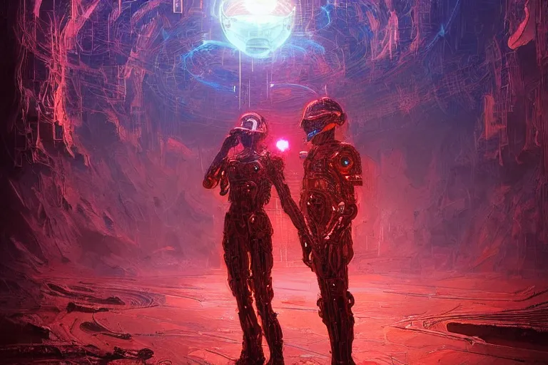 Prompt: portrait sci-fi art by Moebius and Ruan Jia and Michal Kus, a glowing alien neon orb floating above the hand of a soldier, solar flares, magnetic waves, futuristic environment, detailed and intricate environment, fractal holographic symbols, cyberpunk, neon color bioluminescence, gold and black metal, dramatic lighting, cinematic, high technology, highly detailed portrait, digital painting, artstation, concept art, smooth, sharp focus, ilustration, Artstation HQ