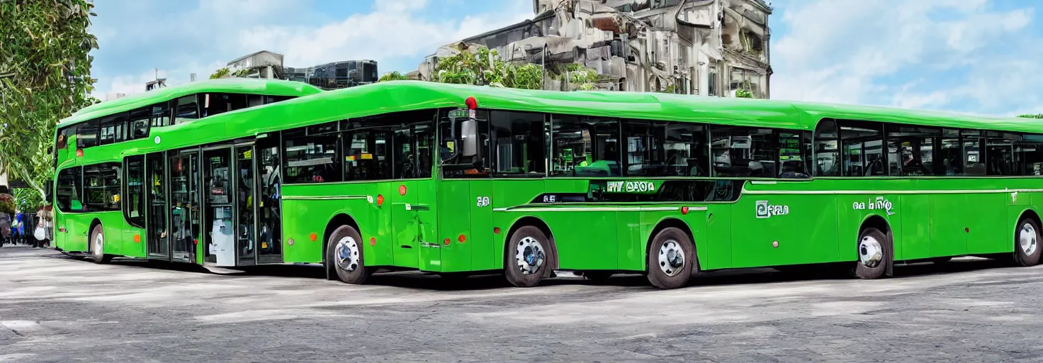 Image similar to a green bus with two levels - h 5 0 0