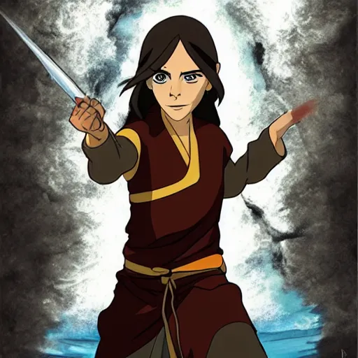 Prompt: Emma Watson in Avatar: the last airbender, designed by Bryan Konietzko