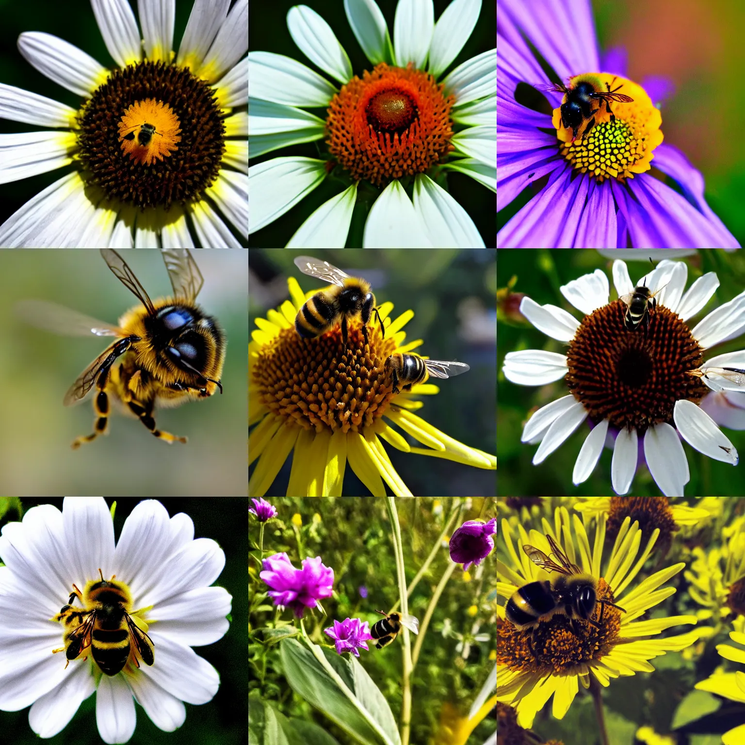 Prompt: a bee's eye view of a flower