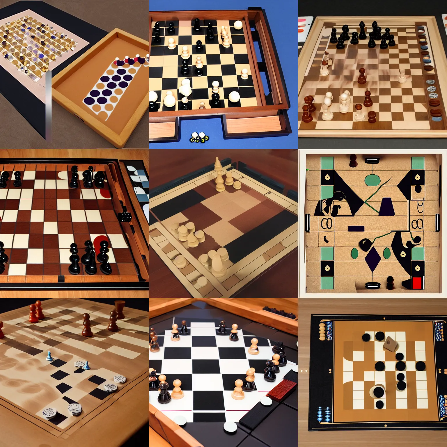 Prompt: abstract board game, gipf project, go baduk chess checkers backgammon