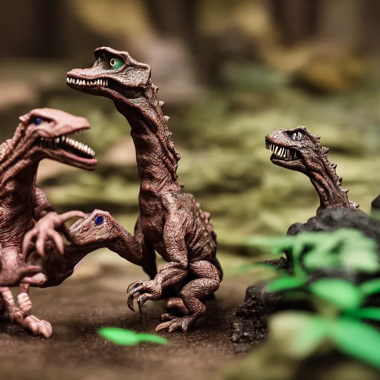 Prompt: a cinematic film still of a claymation stop motion jurassic park, shallow depth of field, 8 0 mm, f 1. 8