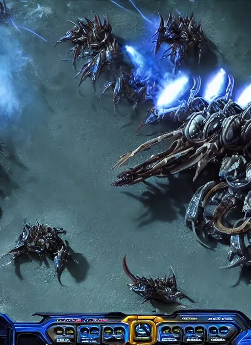 Prompt: starcraft 2 hydralisk attacking a tank, cinematic, stunning, highly detailed, hard focus