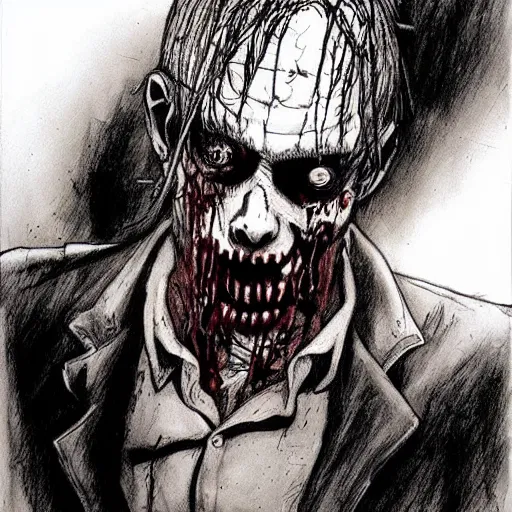 Image similar to zombie from the walking dead drawn by ben templesmith