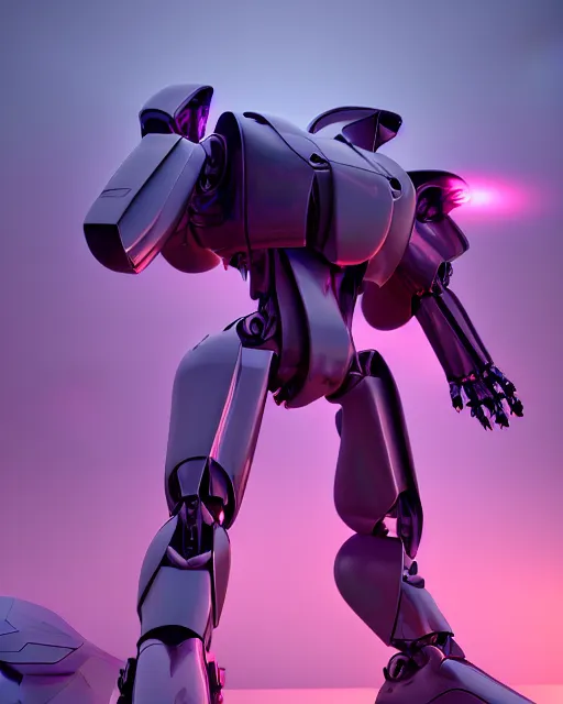 Prompt: hyperrealistic 3d render full mecha iridescent pink foggy landscape concept art vray ute osterwald de chirico sharp cinematic very moody light 8k low angle shallow depth of field