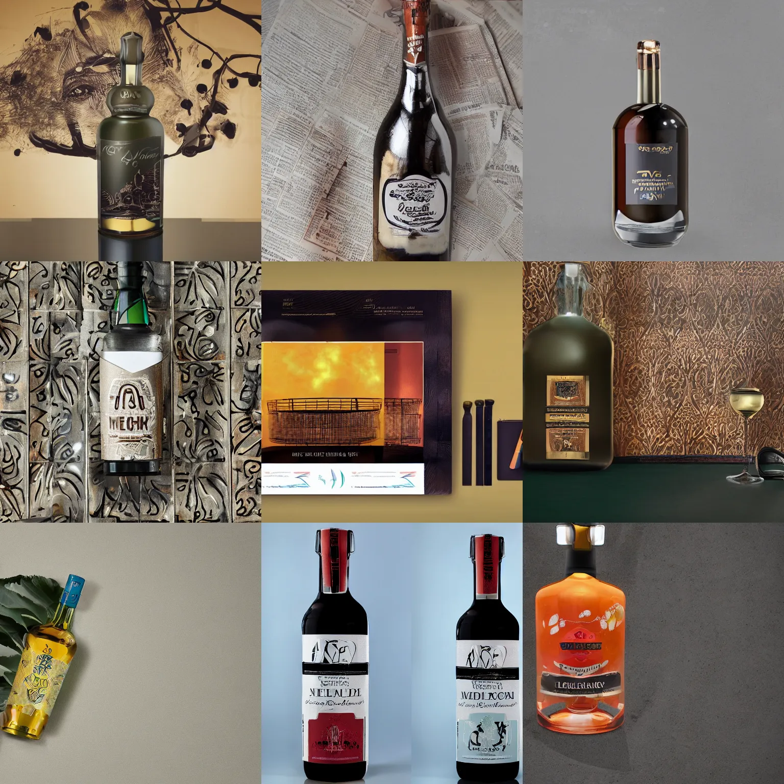 Prompt: a bottle of liqueur with modern design, studio lighting, product shot, thedieline, behance, packaging award