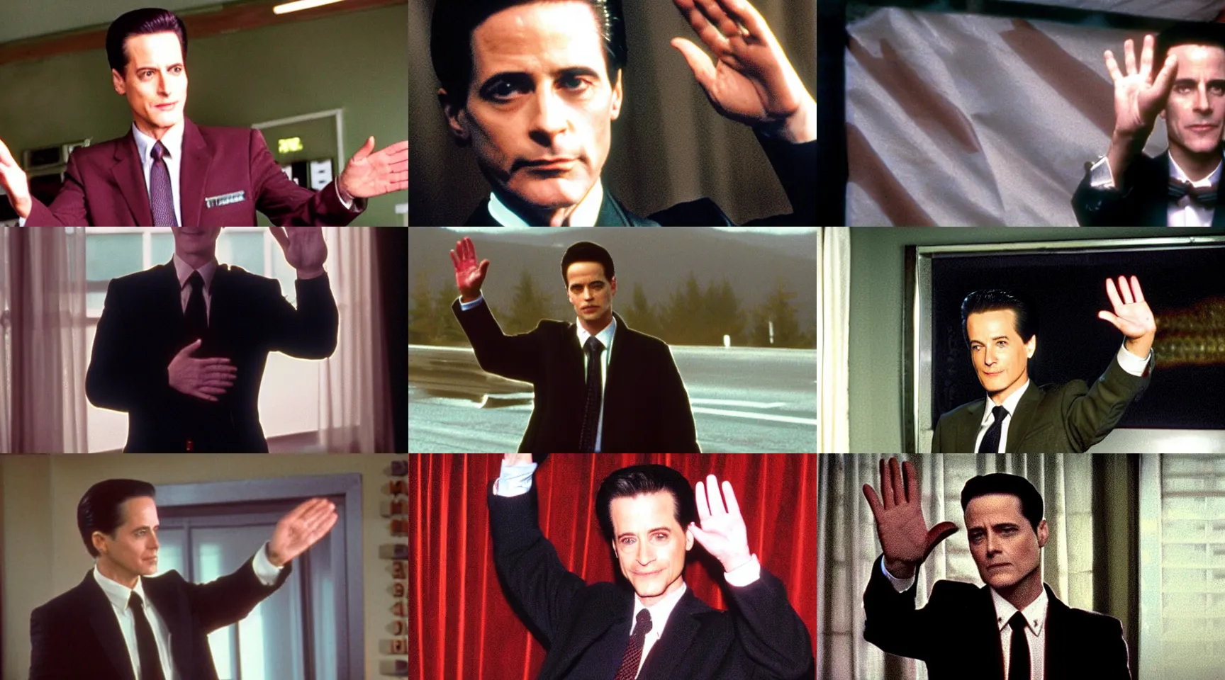Prompt: agent cooper from the tv show twin peaks waving goodbye
