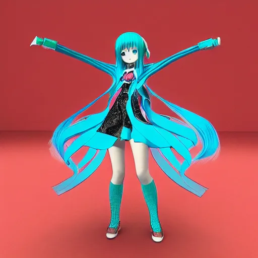 Image similar to a 3d model of hatsune miku tposing