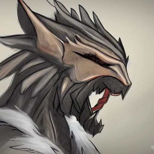 Prompt: anthropomorphic silver dragon headshot profile picture, noble and haughty, cute ears, male, commission on furaffinity