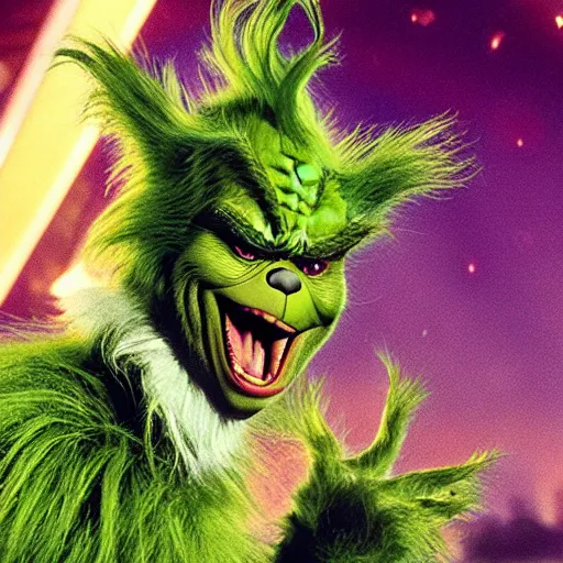 Prompt: The Grinch has the Infinity Gauntlet