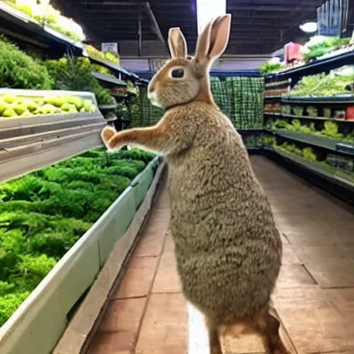 Image similar to a rabbit caught on security camera breaking into a vegetable store