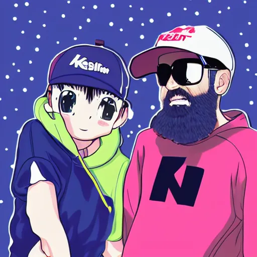 Image similar to hila klein holding hands with keemstar, anime style, digital art, cure, teddy fresh