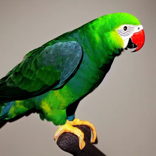 Image similar to a photo of a very fat green parrot.