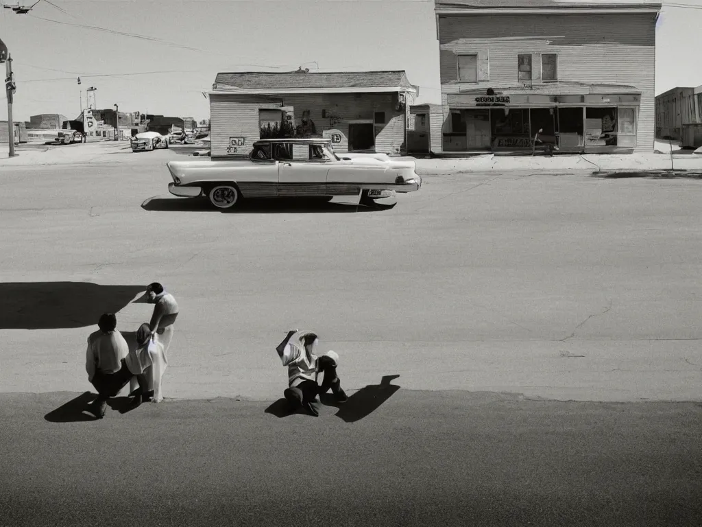 Image similar to empty kansas street photography by william eggleston and stephen shore en 1 9 5 8