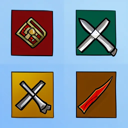 Prompt: sword icon set for a fantasy mobile game