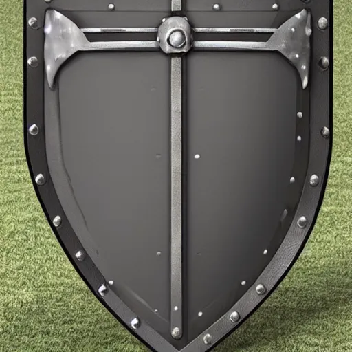 Image similar to simple hyperrealistic metal shield