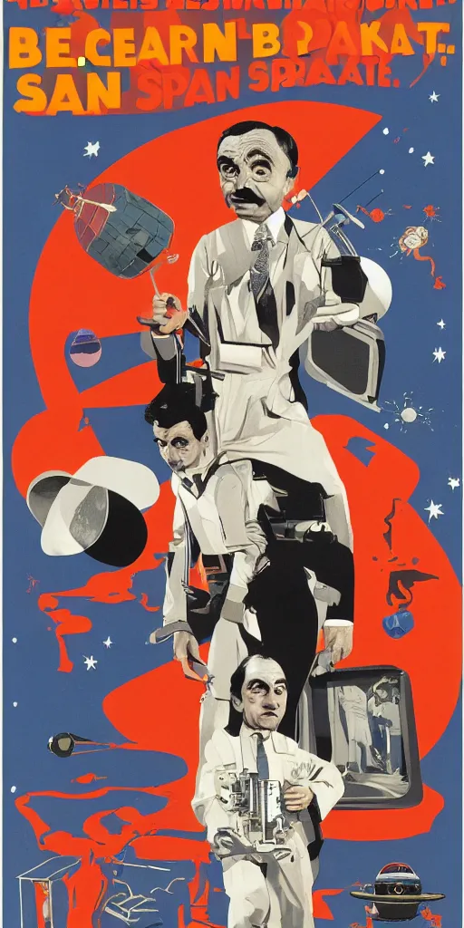 Image similar to criterion collection Poster art for the film Mr. Bean goes to Space