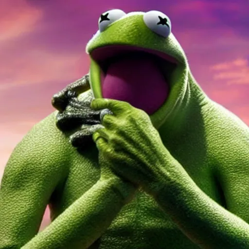 Prompt: Kermit the frog as Thanos