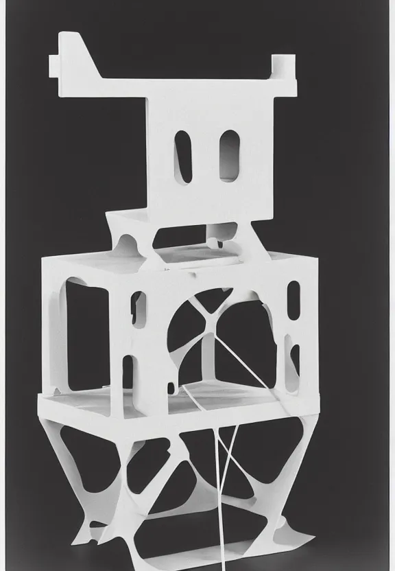 Prompt: a chess - piece building machine, minimal white machinery with cables, a surrealist sculpture by marcel duchamp, archival pigment print, 1 9 1 4, conceptual art, artwork, academic art, surrealist, fluxus