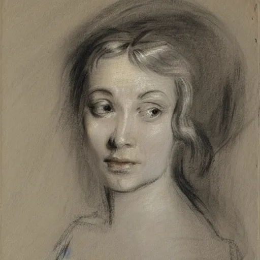 Image similar to study of a woman by peter paul rubens. chalk.