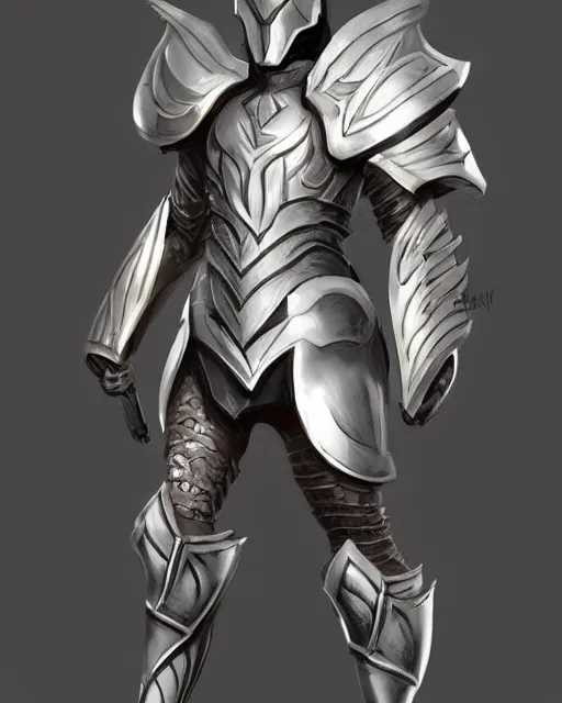 Prompt: fantasy armor, stylish, silver with gold trim, fantasy character art, flat shading, exaggerated proportions, trending on artstation