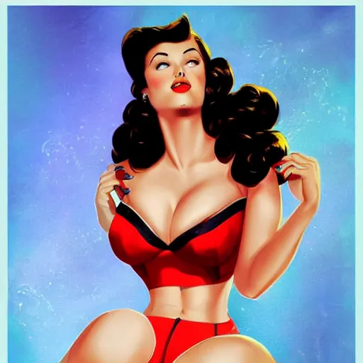 Prompt: a pinup illustration of megan fox in the style of gil elvgren and in the style of charlie bowater.