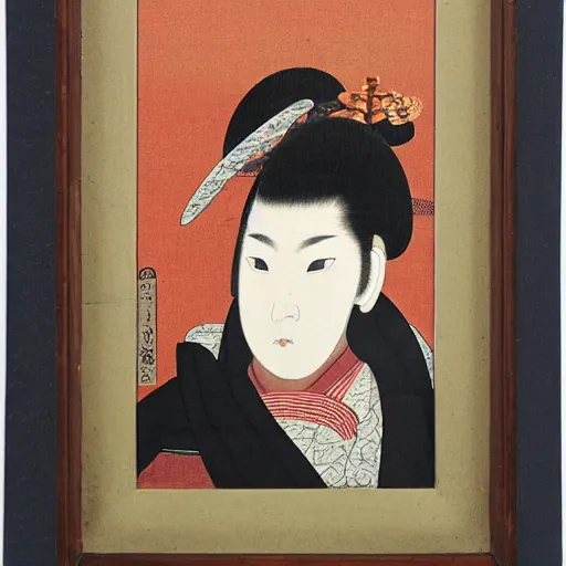 Prompt: a portrait painting of a character in a scenic environment, texture by shibata zeshin, lacquerware