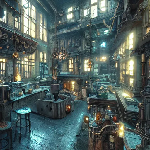 Image similar to inside a steampunk city, highly detailed, 4k, HDR, award-winning, artstation, octane render