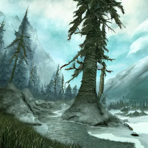 Image similar to digital art of nature in skyrim