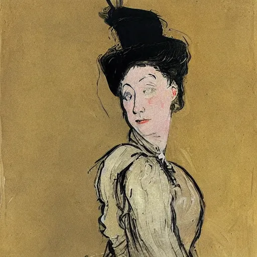 Image similar to anne heche painted by toulous - lautrec