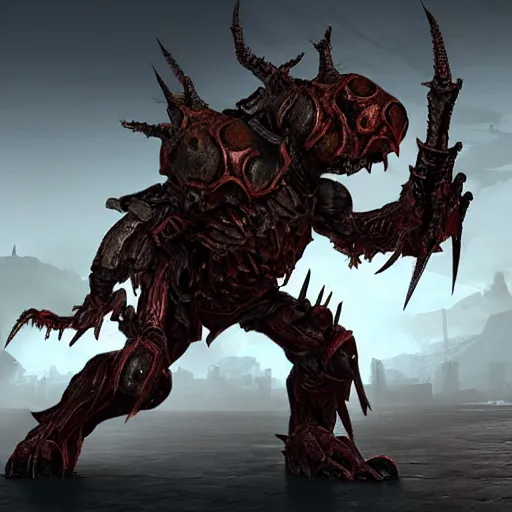 Prompt: armored insect monster from doom eternal