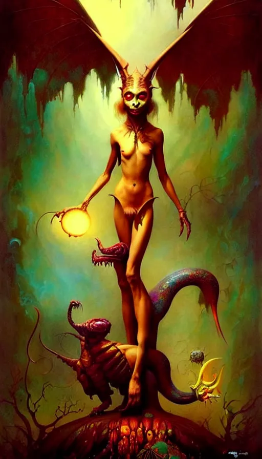 Image similar to exquisite imaginative friendly weird magic creature poster art humanoid colourful movie art by : : weta studio tom bagshaw james jean frank frazetta