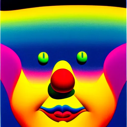 Image similar to happy clown by shusei nagaoka, kaws, david rudnick, airbrush on canvas, pastell colours, cell shaded, 8 k