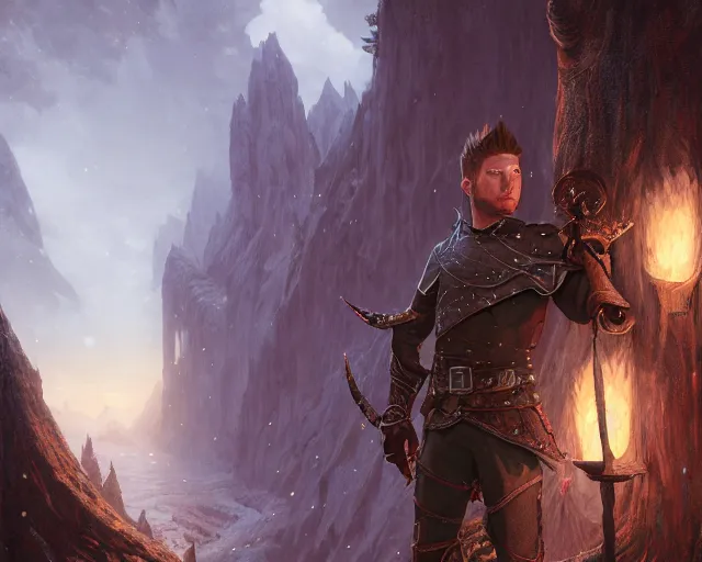 Image similar to highly detailed portrait of jensen ackles as an elf, in skyrim, stephen bliss, unreal engine, fantasy art by greg rutkowski, loish, rhads, ferdinand knab, makoto shinkai and lois van baarle, ilya kuvshinov, rossdraws, tom bagshaw, global illumination, radiant light, detailed and intricate environment